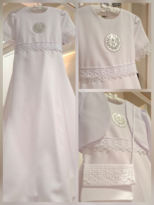 *MK Maryla* cudna sukienka komunijna alba bolerko torebka halka R.134