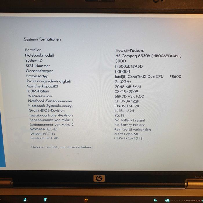HP Compaq 6530bn Linux