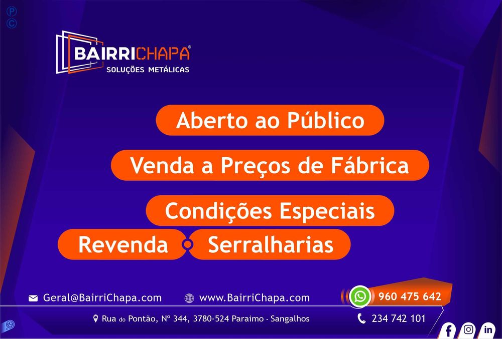 Rufos, Remates, Caleiras, Pingadeiras para Telhados e Coberturas