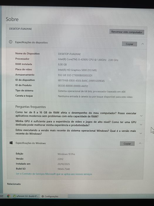 iMac 21.5” (SSD 1TB / Intel i5 / 8GB RAM) – Excelente Estado!