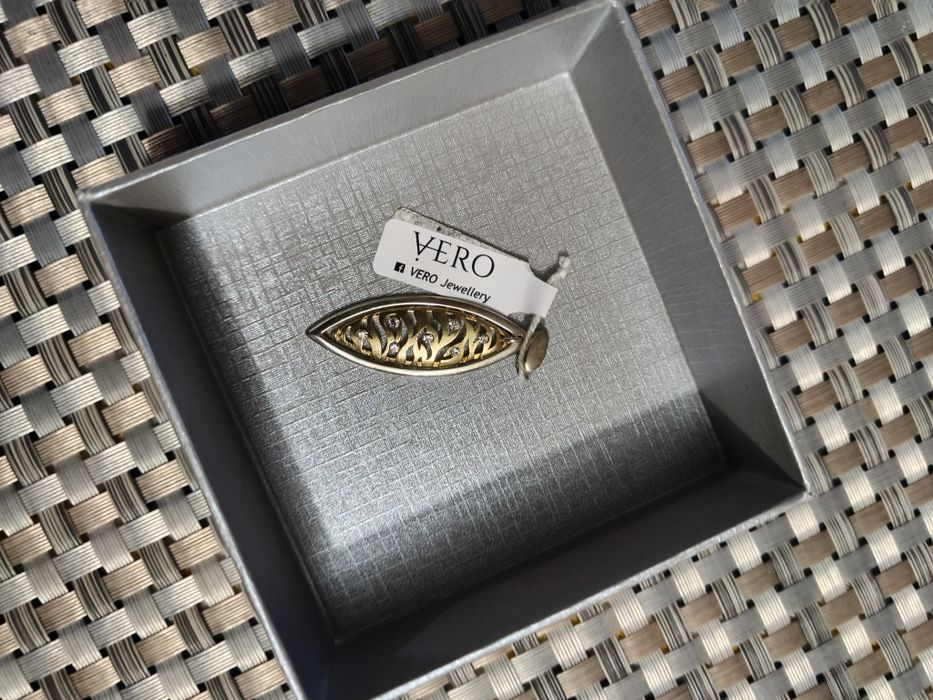 Zawieszka srebro pozłacane z cyrkoniami