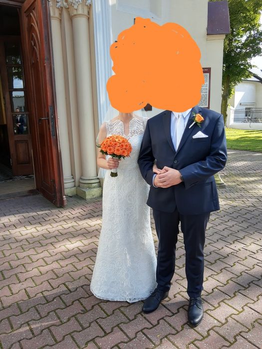 Suknia ślubna z koronki, rozm. 38/L