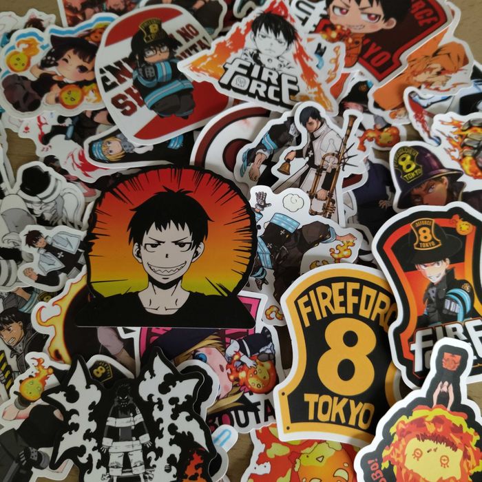 50 Stickers Autocolantes Fire Force