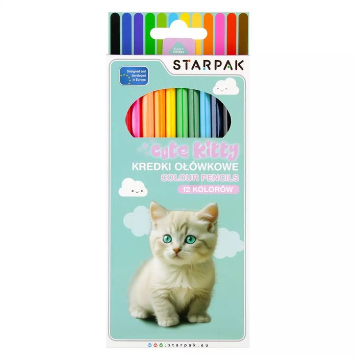 Kredki Ołówkowe 12 Kolorów Cuties Kotki Starpak 559669. Nowy Produkt