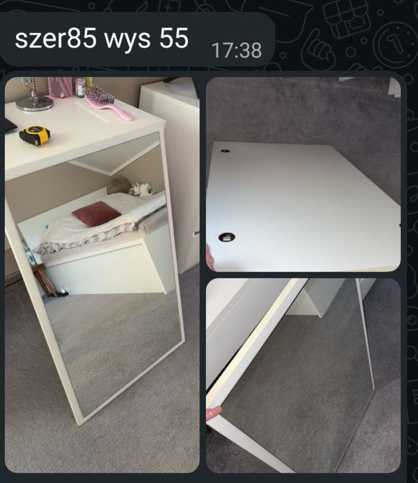 Białe lustro drewniana oprawa