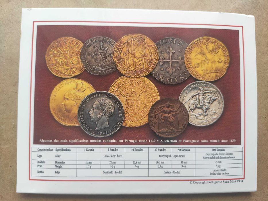 Moedas Escudos em carteira BNC 1994