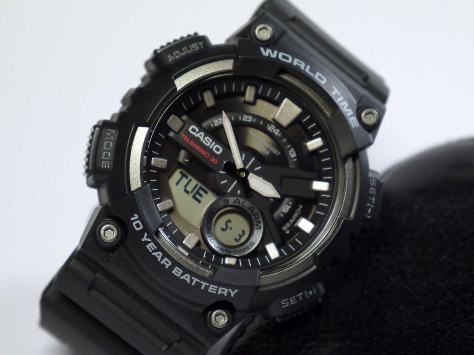 Casio AEQ-110W-1AV. Батарейка на 10 років