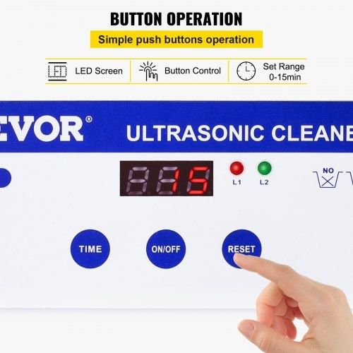 VEVOR 0.8L Myjka Ultradźwiękowa timer 35W Do Biżuterii elektroniki