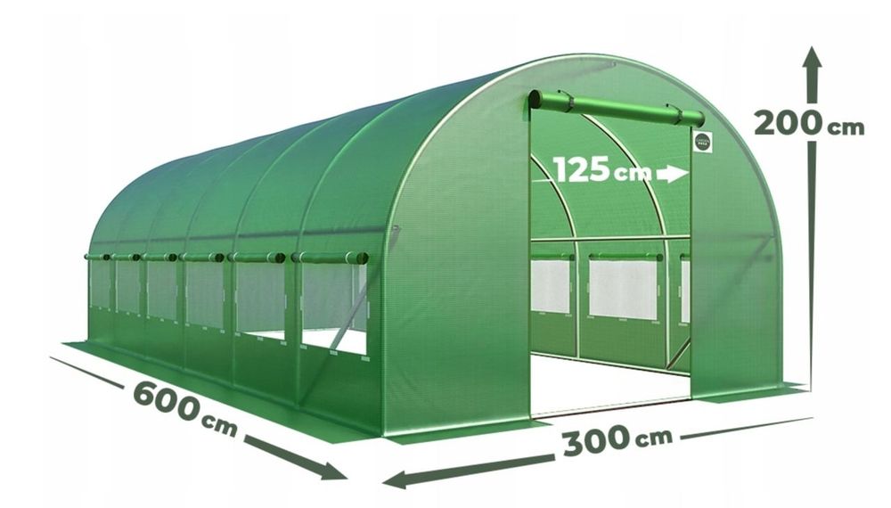 Теплиця парник 18 м² (6×3×2 м) оцинкована з UV-захистом Польща