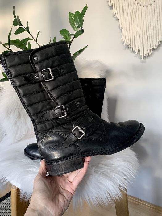 UGG 39 czarne kozaki logo skóra naturalna