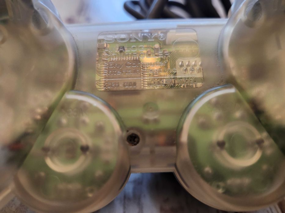 Dwa pady Dualshock PS1 Playstation przezroczyste Crystal