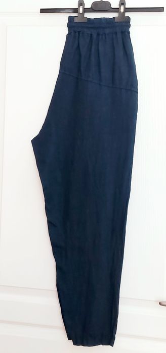 Granatowe spodnie 100% len Wiya M/L