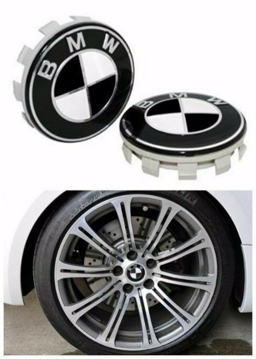 4 centros de jantes BMW Pretos e Brancos