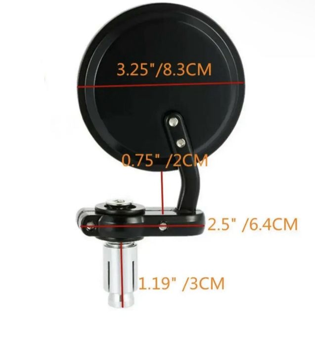 Дзеркала на мотоцикл в торець руля круглі