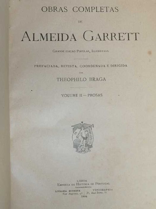 2 volumes Obras Completas de Almeida Garrett 1904