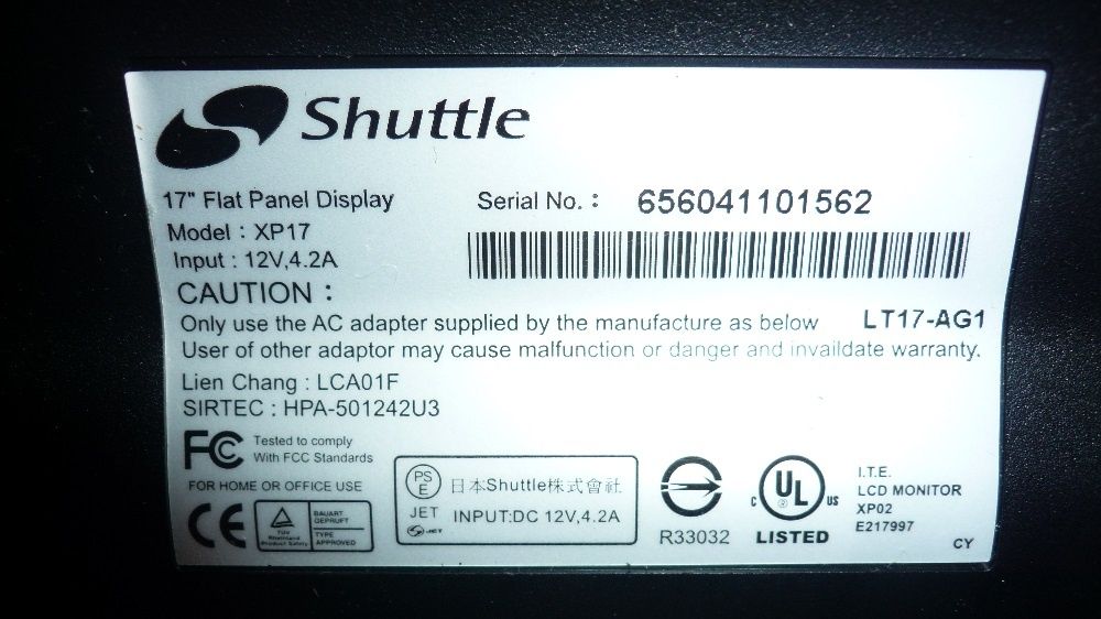 Monitor do komputera PC Shuttle 17"