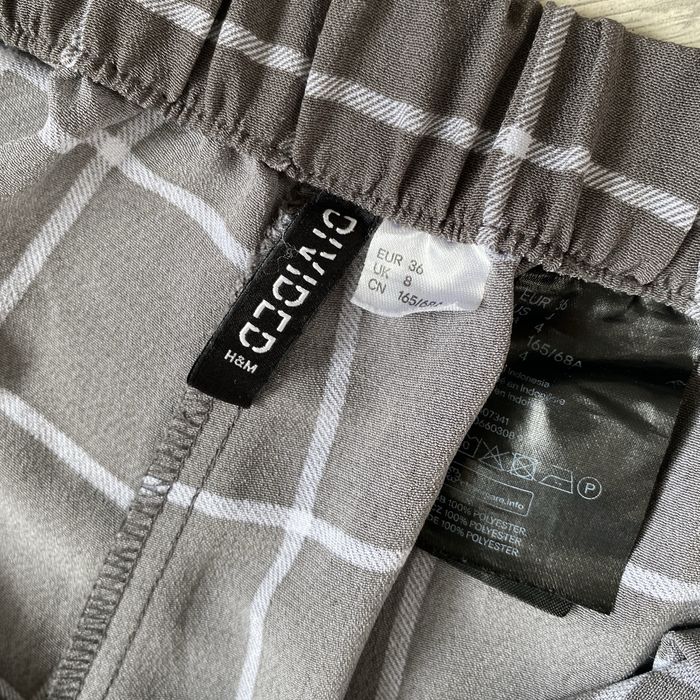 Dlugie spodnie szare w blekitna krate H&M 36-38