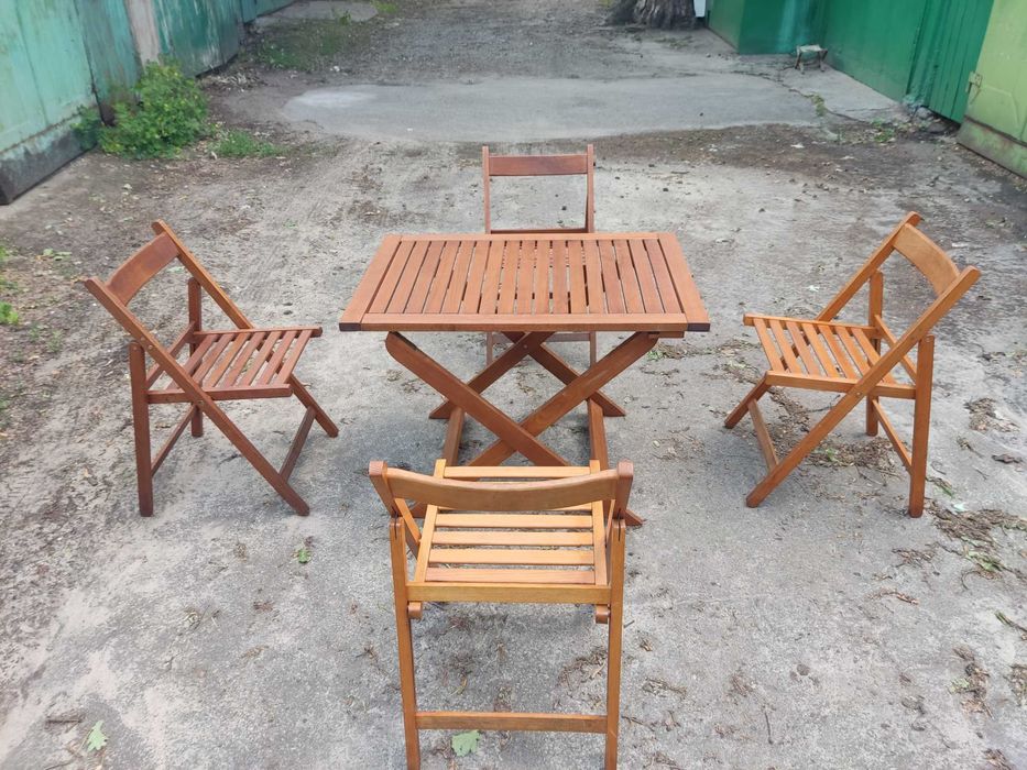 Складной раскладной стол и 4 стула дерево