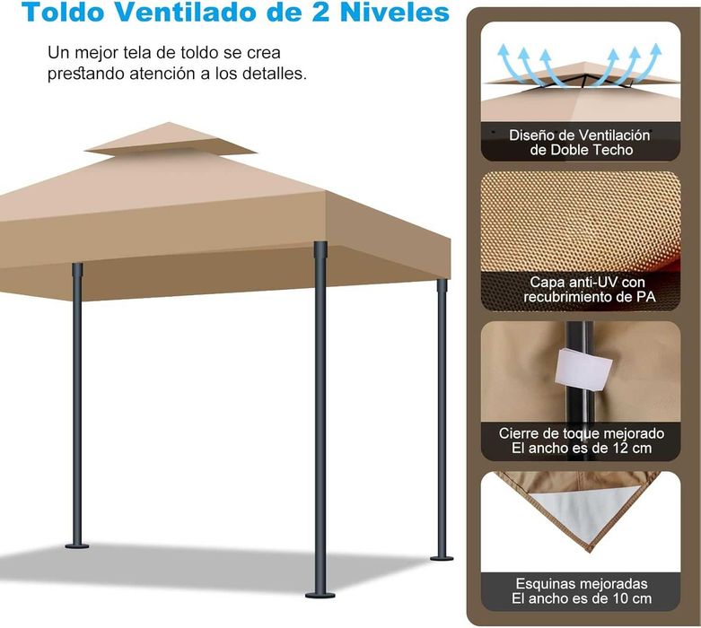 Pérgola de substituição 3 x 3 m.
