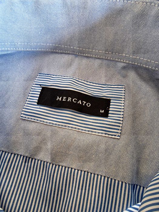 Camisa azul às riscas manga comprida