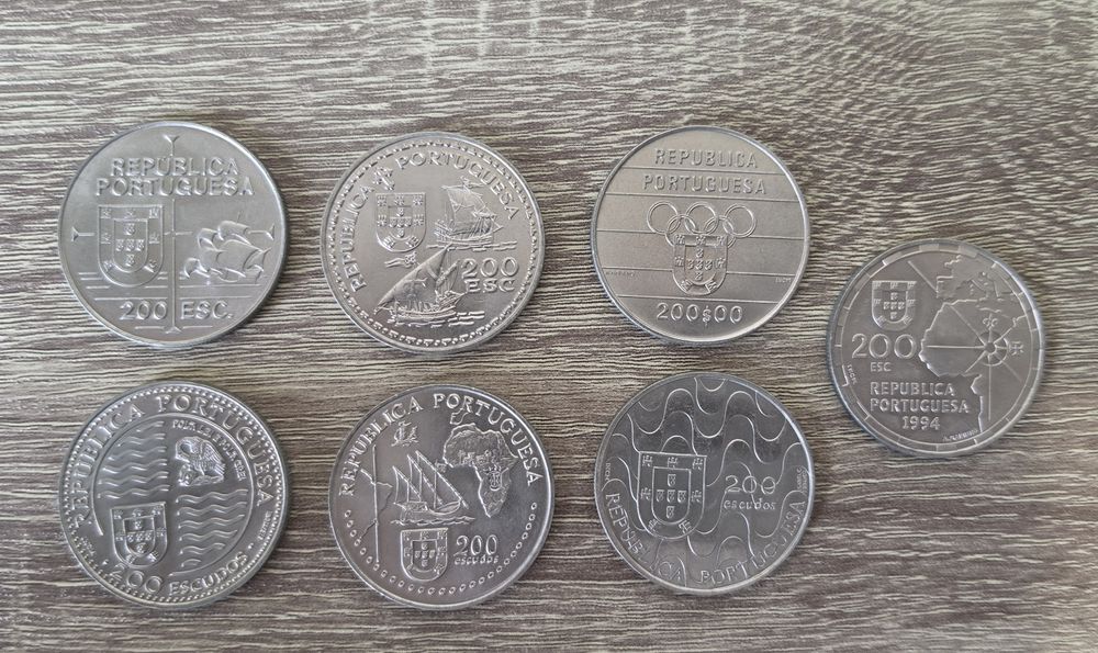 Moedas de escudo coleção 500 250 200 100