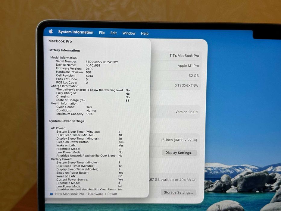 Macbook Pro 16 M1 PRO 32 512