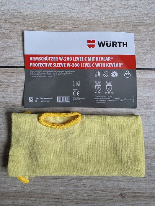 Rękaw Ochronny WÜRTH Kevlar 35cm – Antyprzecięciowy Level C – Nowy