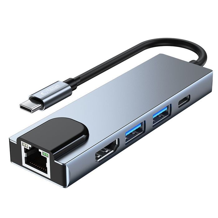 Tech-Protect V3-HUB adapter 5IN1 grey