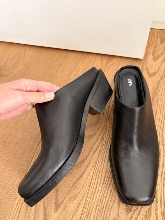 Zara skórzane Chodaki motocyklowe kowbojki czarne 41 skóra mule