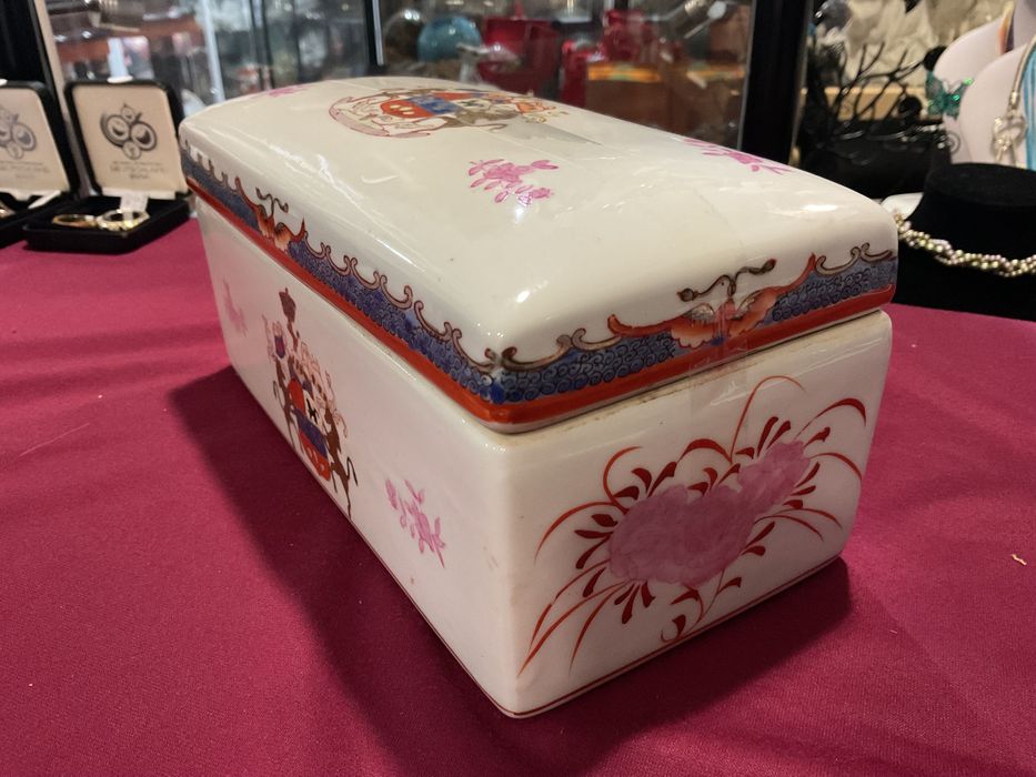 Caixa joias porcelana oriental T,21x11x11 cm