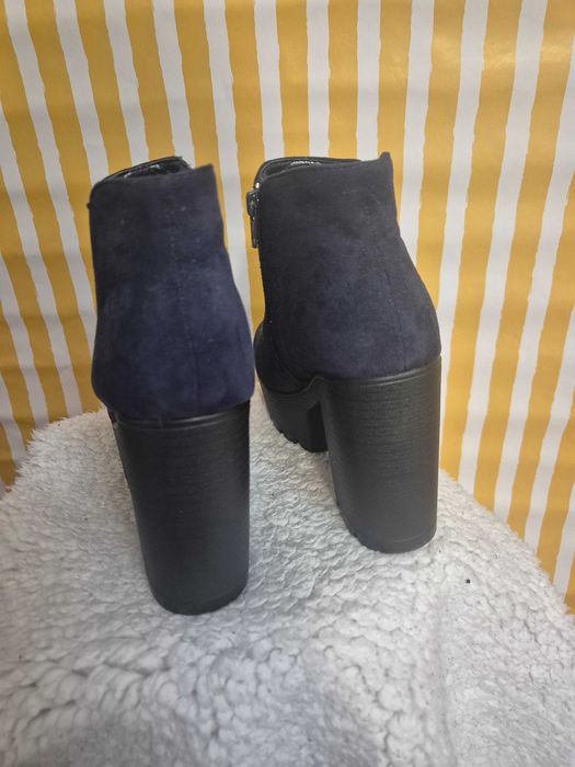 Botins plataforma salto largo azul marinho FCL Fashion tamanho 36