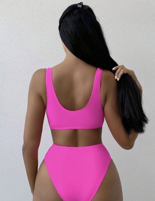 Bikini s wysoki stan nowe różowe strój kąpielowy