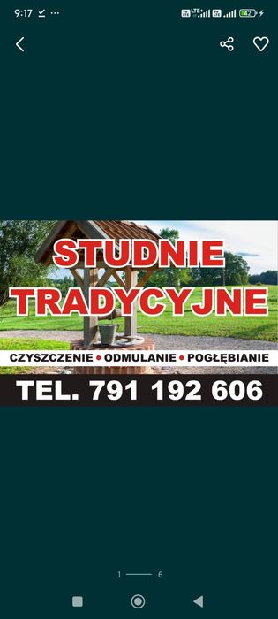 Studnie tradycyjne czyszczenie pogłębianie do 30 metrów