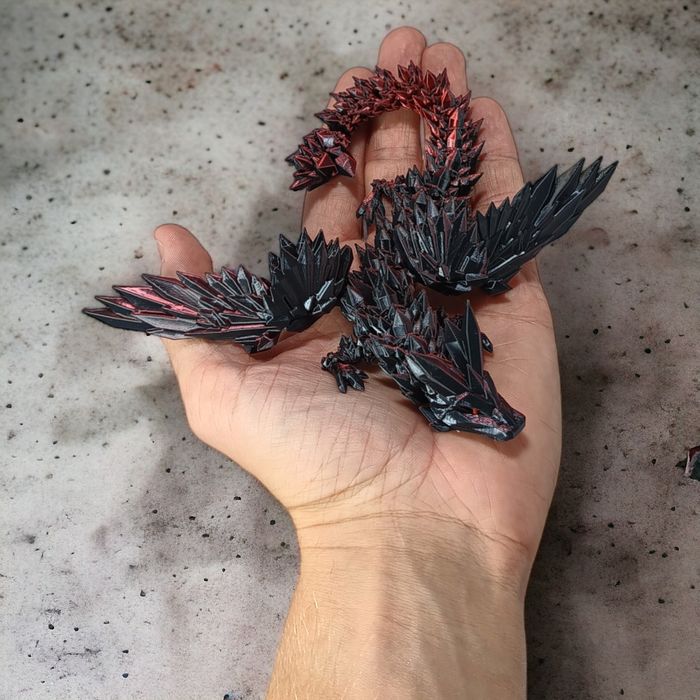 Kryształowy Smok ze Skrzydłami Mini, 23cm, Figurka Przegubowa,19B6S
