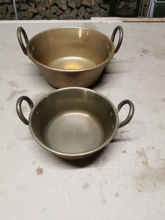 2 panelas em cobre para decoração