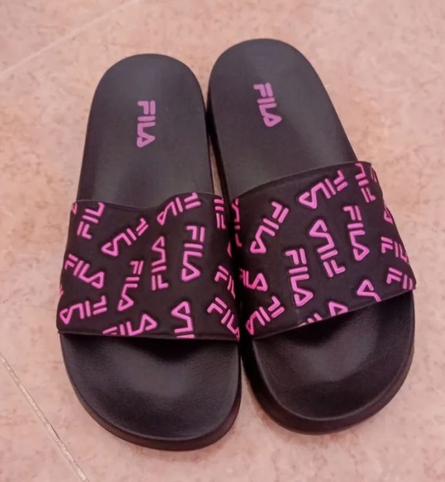 Chinelos Slide FILA Mulher – Pretos e Rosa  (Novos): Tam 39