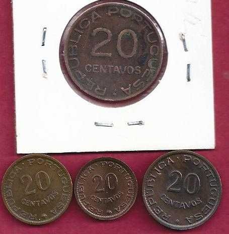 MOÇAMBIQUE   EX-COLONIA  4 Moedas de 20 Centavos  Div Datas