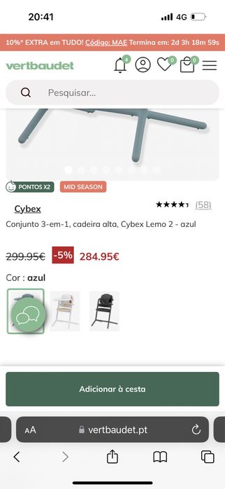 Cybrex cadeira bebe optimo estado azul