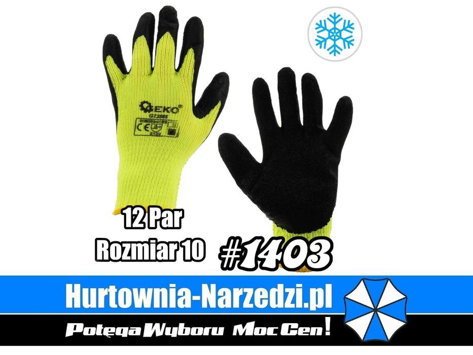 12 par - Rękawice robocze ocieplane zimowe r.10 rękawce ocieplane