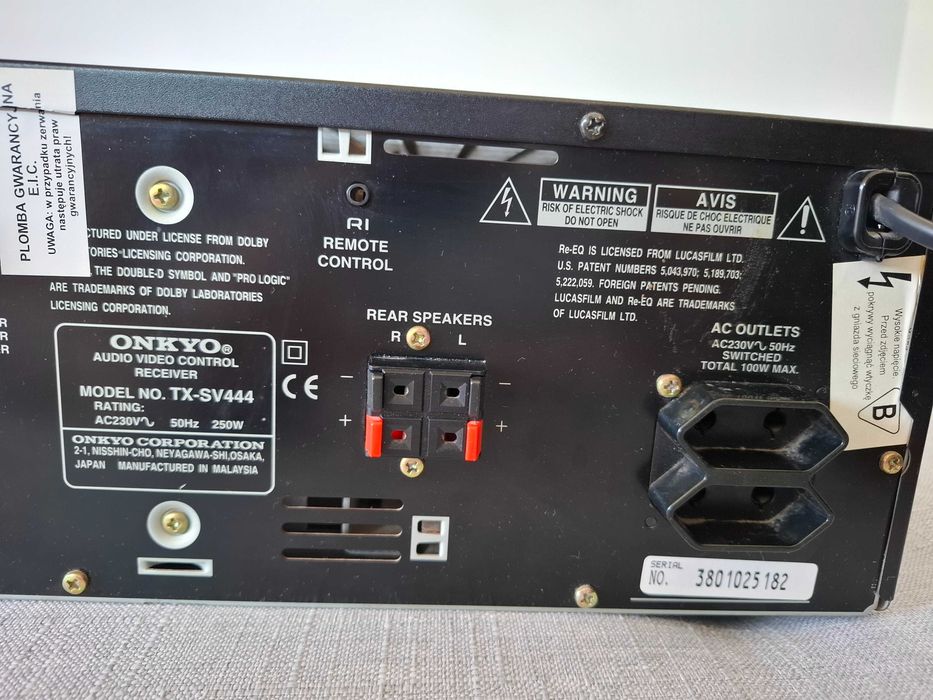 Amplituner wzmacniacz Onkyo TX-SV444 + przetwornik DAC + okablowanie