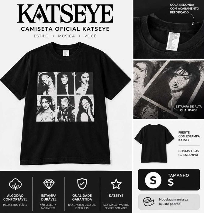 T-shirt Katseye nova, tamanho S (36–38)