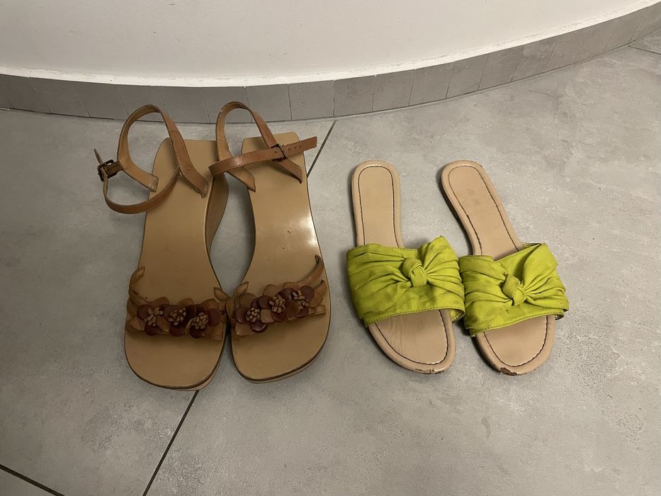 Buty letnie sandały sandałki na koturnie roz. 39/40 + klapki