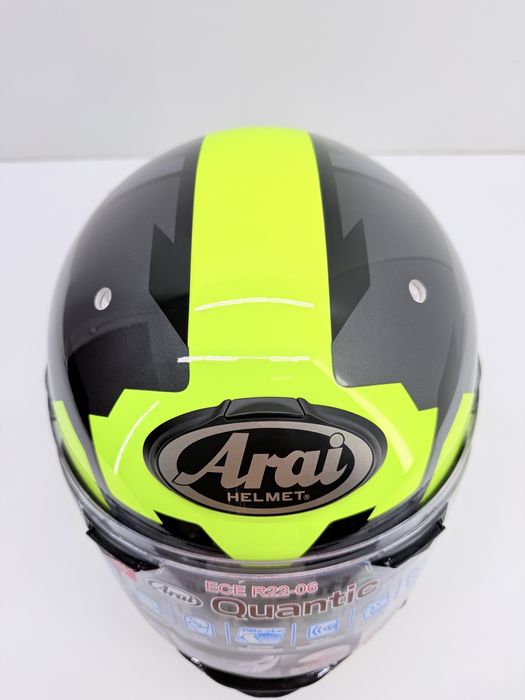 Kask integralny ARAI QUANTIC FACE FLUOR YELLOW szary żółty fluo czarny, rozmiar XS