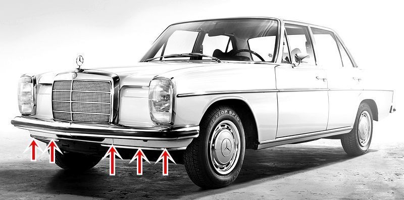 nowe listwy chrom pod zderzak mercedes w115 w114
