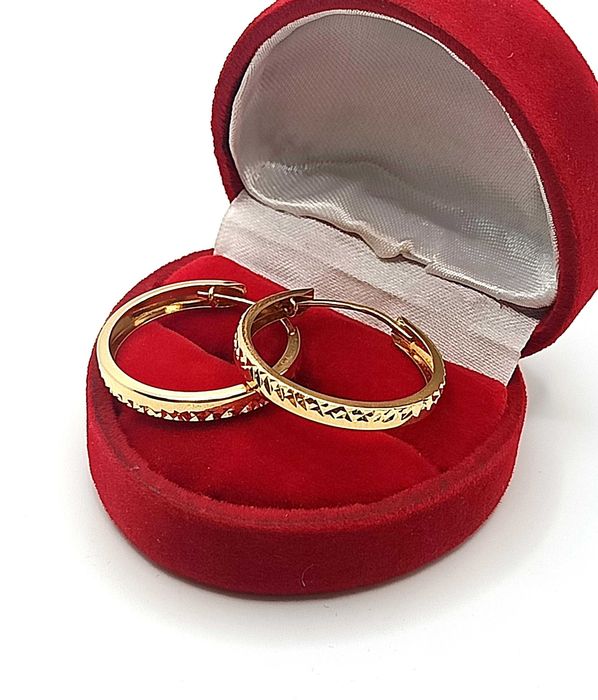 Złote kolczyki koła kółka Pr.585 W:2,38gr Śred: 2cm