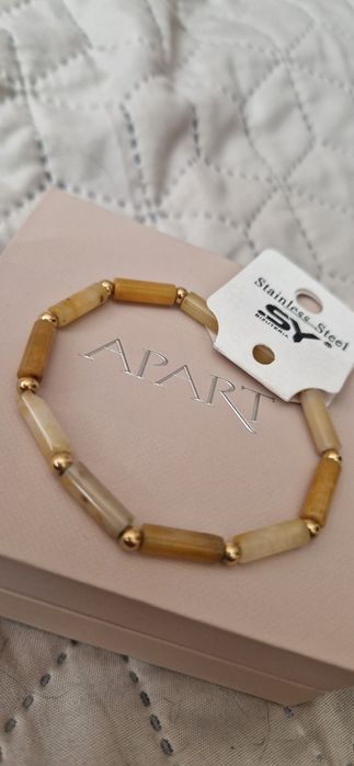 Obłędna bransoletka na gumce-patyki z żółtych kamieni