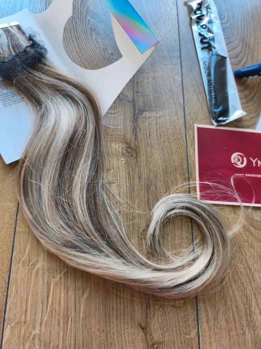 Naturalne włosy Tape-in YMEYM (55cm) 20 taśm Balayage Blond Auk 3