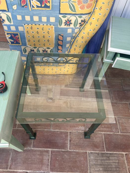 Mesa de Apoio em Ferro e Vidro Decorativa x 2
