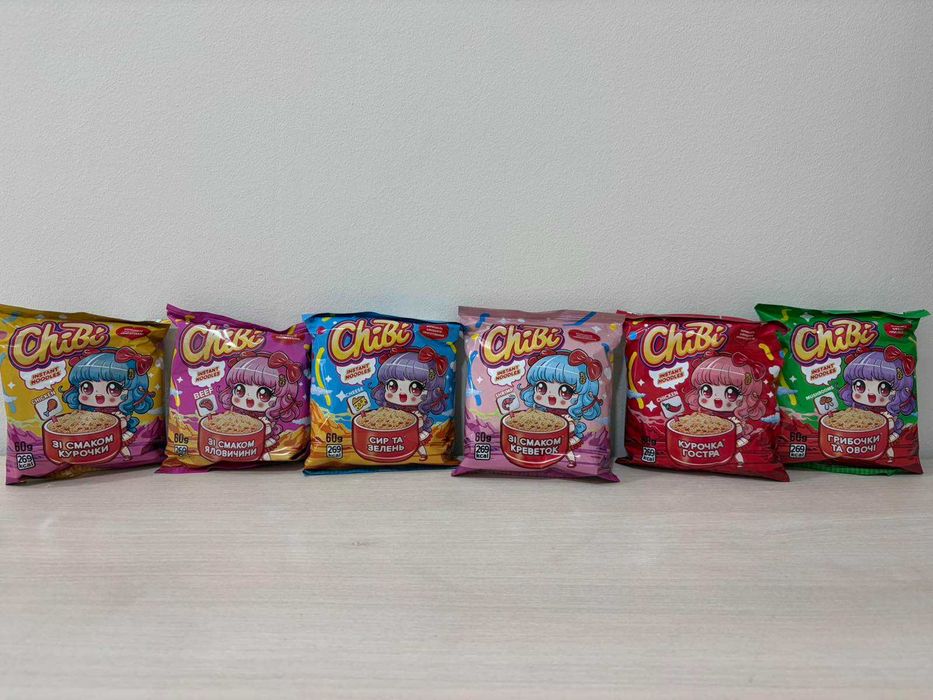 Вермішель швидкого приготування Chibi / Чібі / 65г / відро 85г в асорт