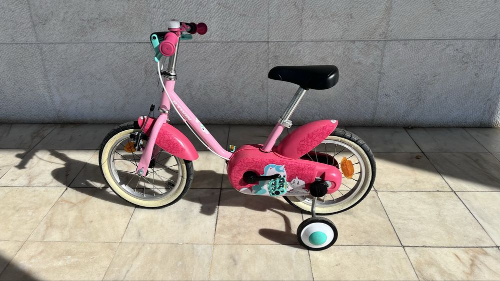 Bicicleta roda 14, unicornio B'TWIN 3 a 5 anos